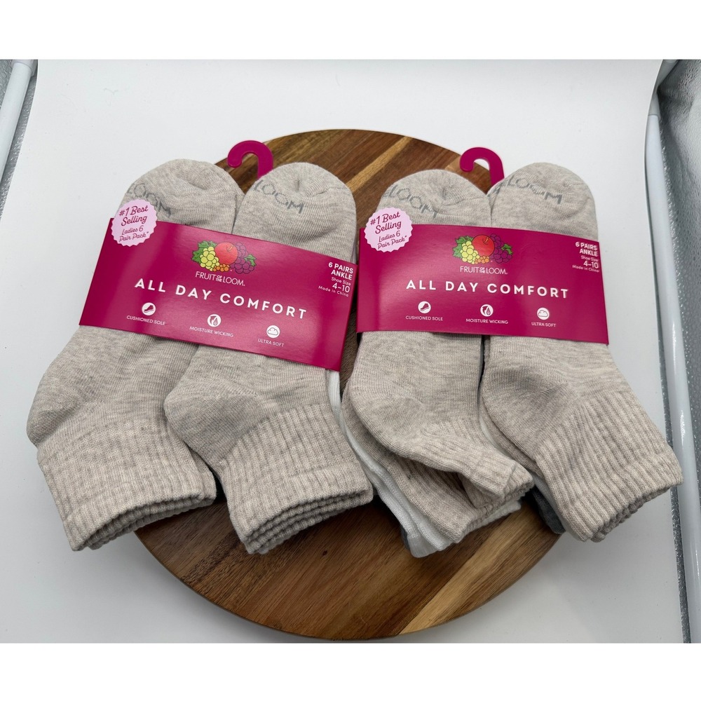 Fruit of the Loom Women's 4-10 All Day Comfort Ankle Socks 12 Pairs 2636